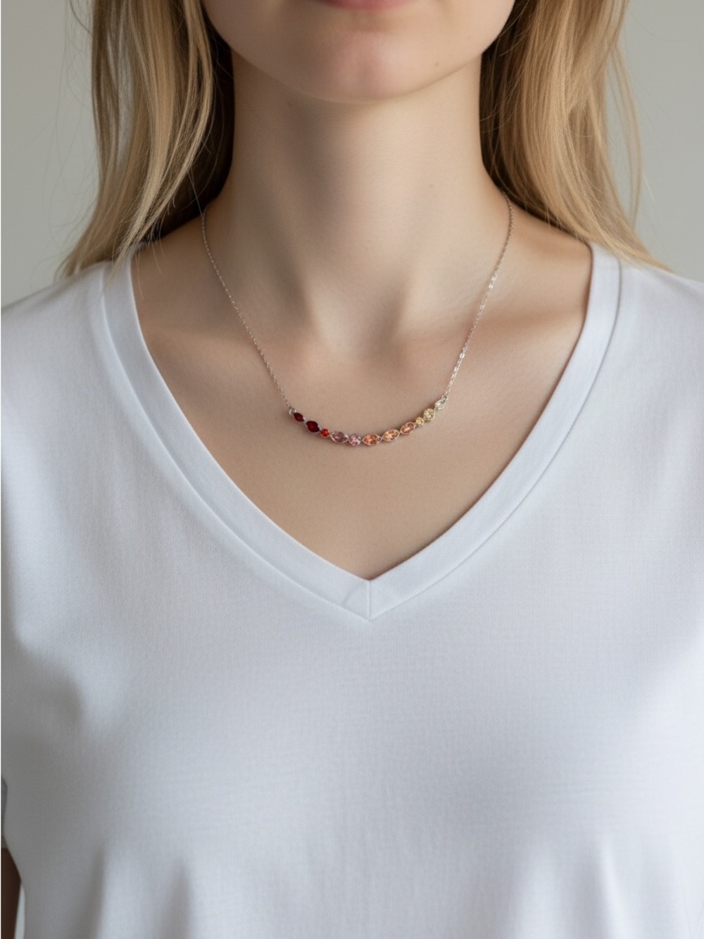 10/22 Multicolor Gemstone Bar Necklace - Women Jewelry